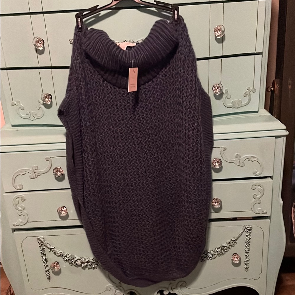 Women's Blue Poncho Sweater